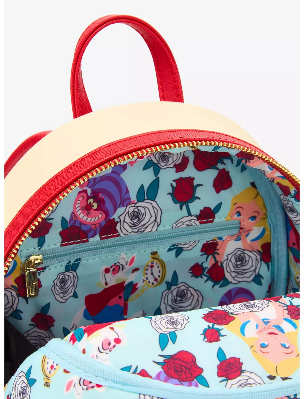 Sac Loungefly Alice au Pays des Merveilles "Peindre les Roses en Rouge" édition Import USA Disney, vue de face