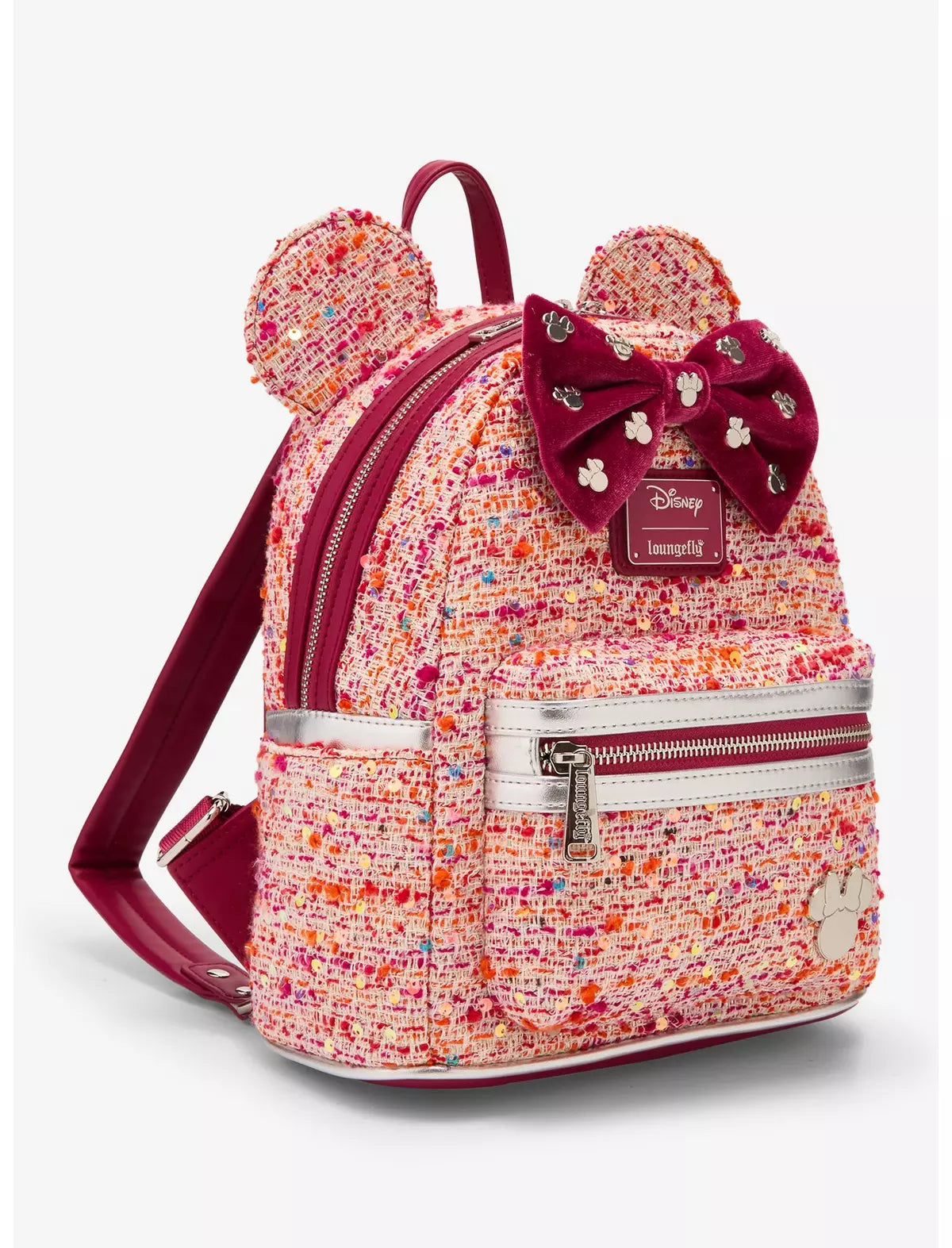 Loungefly Pink Bouclé Fabric Minnie Mouse Ears Mini Backpack - BoxLunch Exclusive