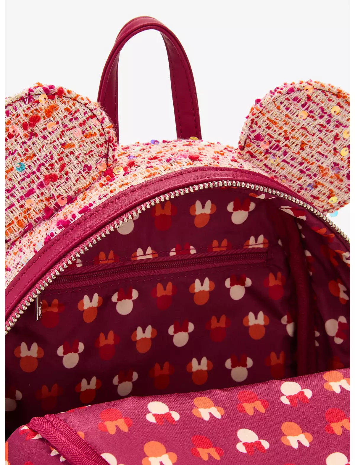 Loungefly Pink Bouclé Fabric Minnie Mouse Ears Mini Backpack - BoxLunch Exclusive