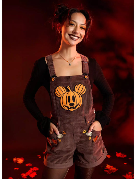 Her Universe Disney Halloween Pumpkin Mickey Mouse Shortalls