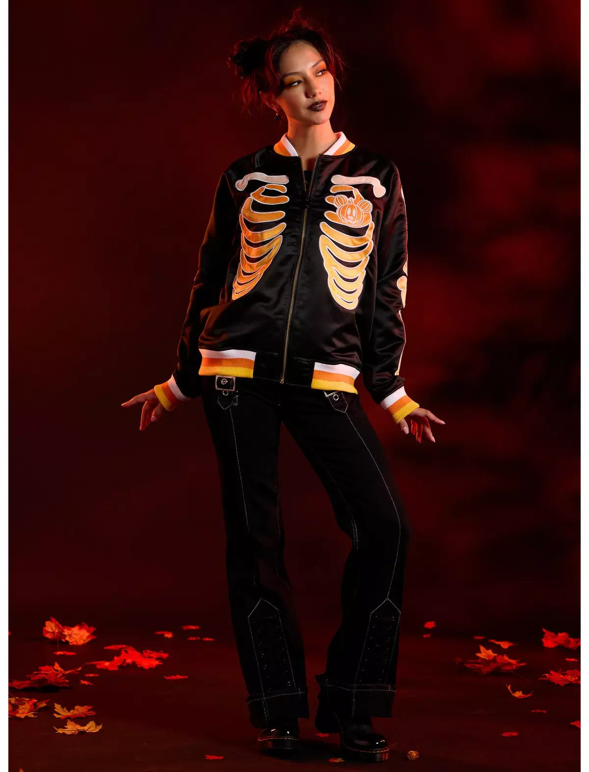 Her Universe Disney Halloween Glow-In-The-Dark Reversible Girls Varsity Jacket