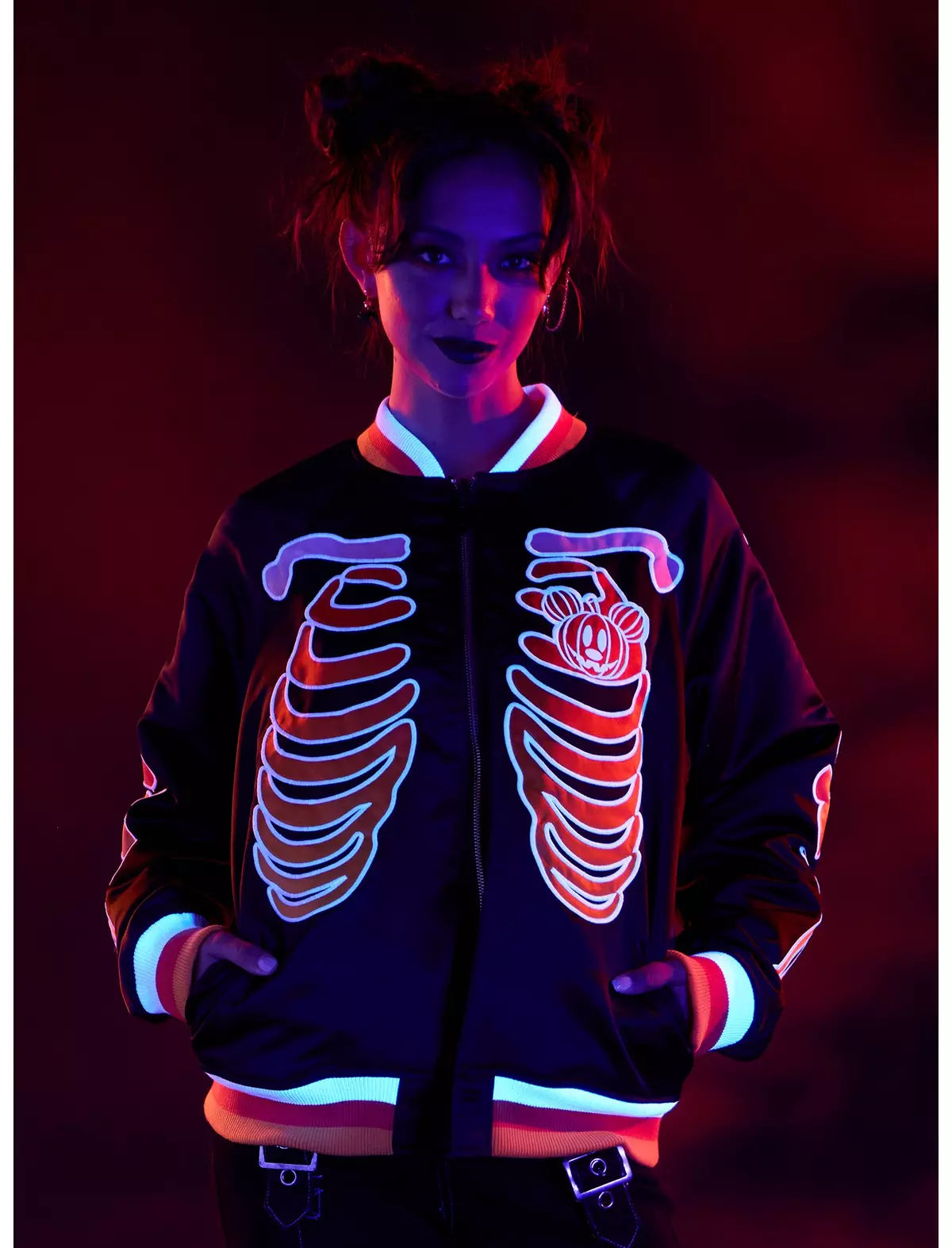 Her Universe Disney Halloween Glow-In-The-Dark Reversible Girls Varsity Jacket