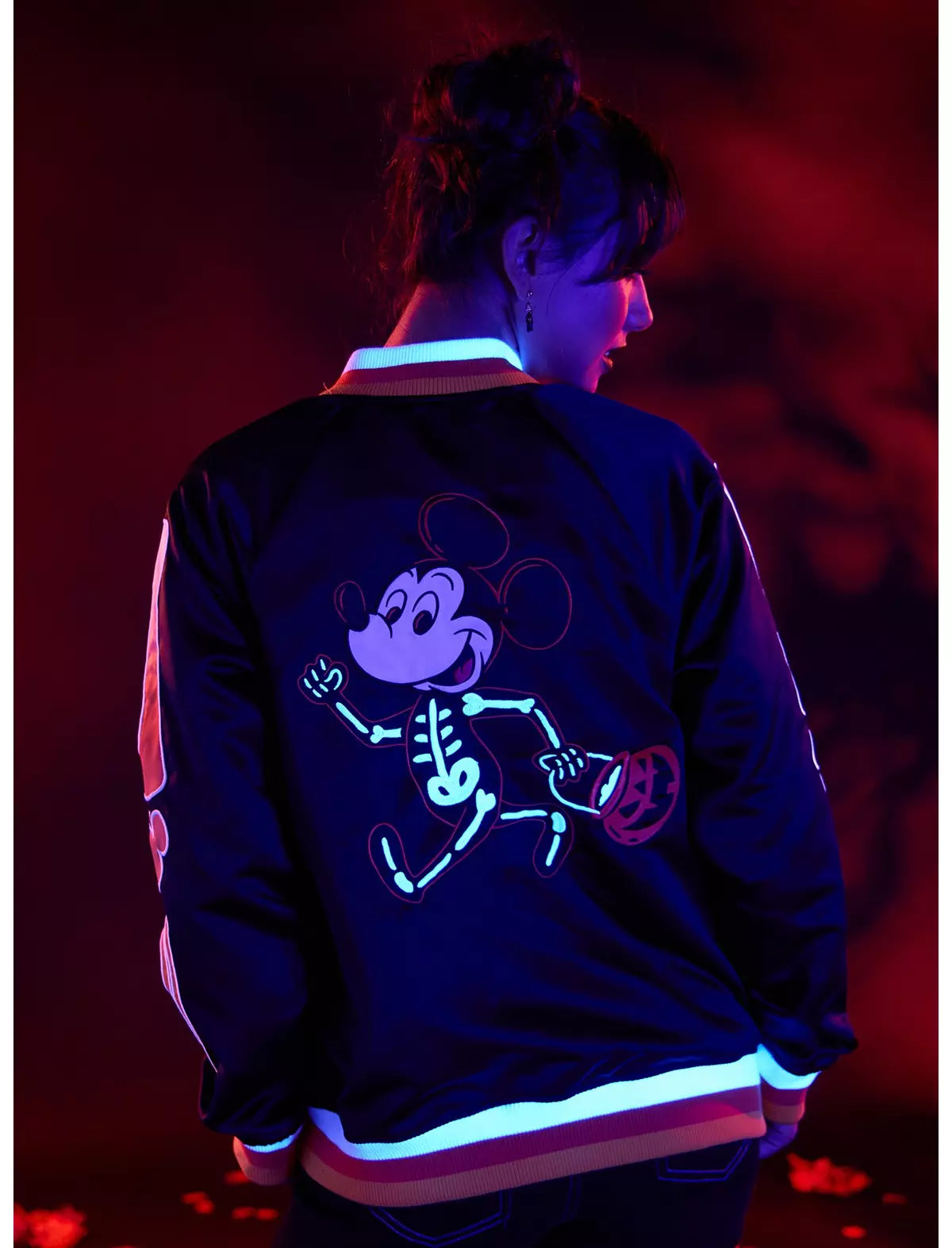 Her Universe Disney Halloween Glow-In-The-Dark Reversible Girls Varsity Jacket