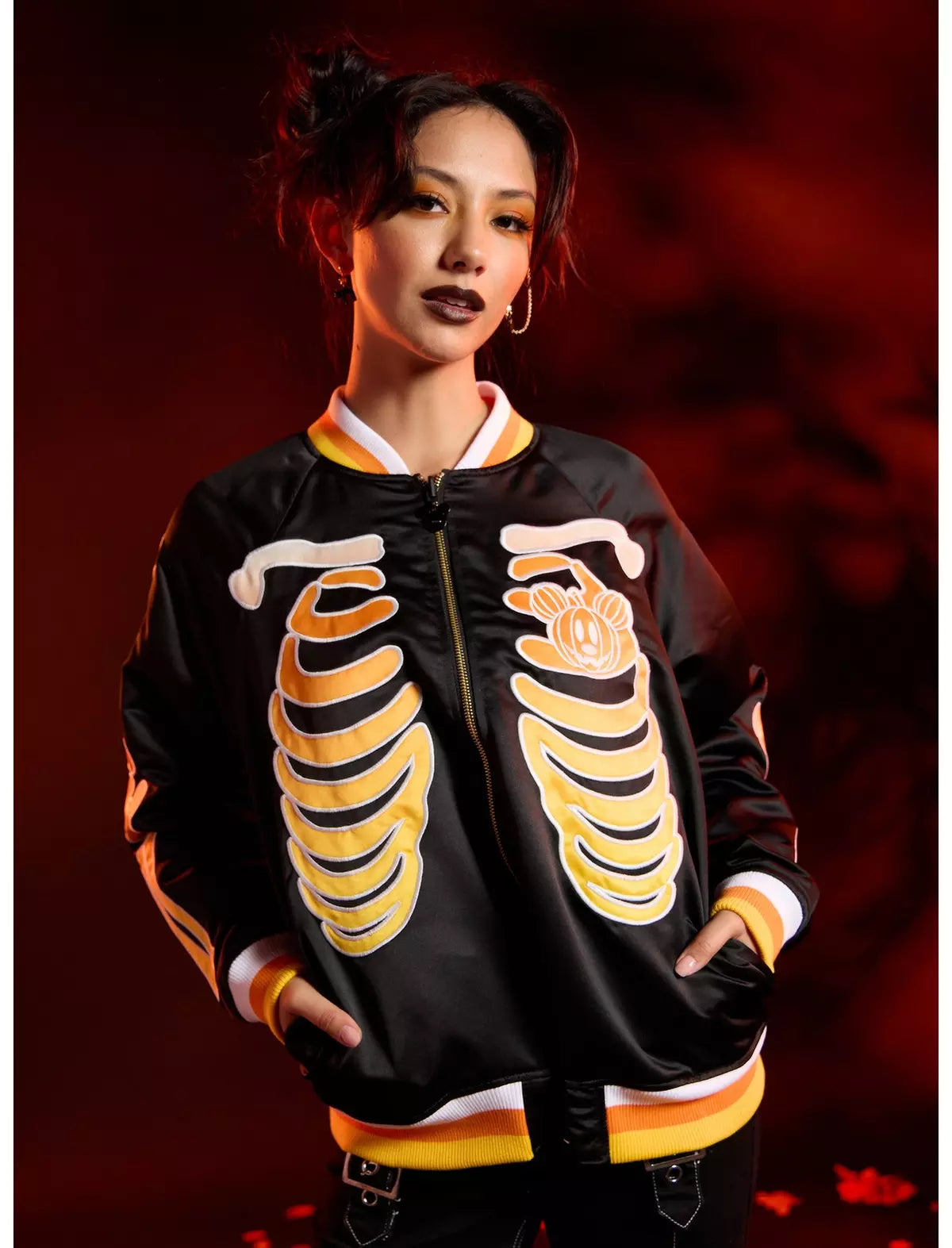 Her Universe Disney Halloween Glow-In-The-Dark Reversible Girls Varsity Jacket