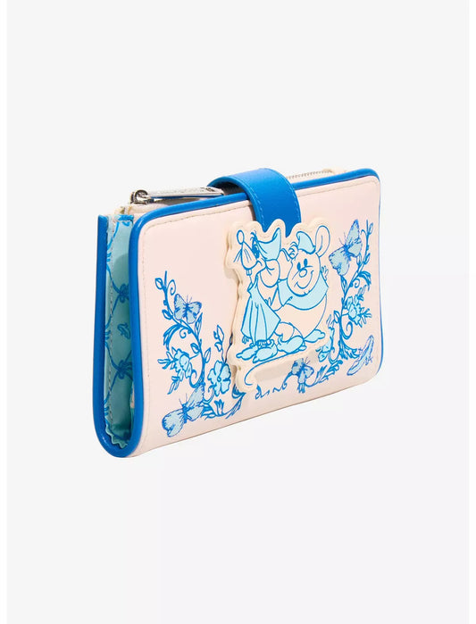 Loungefly Disney Cinderella Tonal Floral Jaq & Gus Wallet - BoxLunch Exclusive
