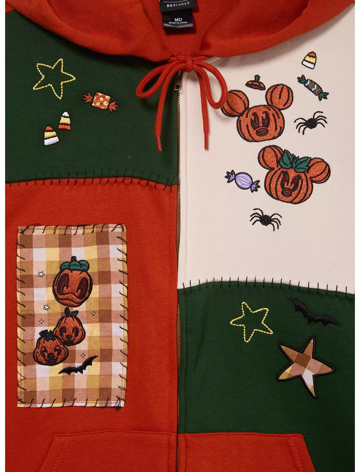 Disney Mickey and Friends Halloween Patchwork Zip Hoodie — BoxLunch Exclusive