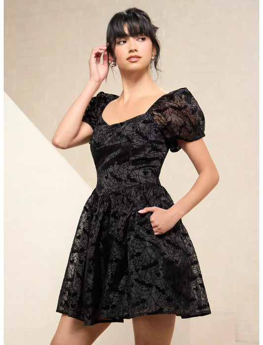 Disney Mickey Mouse Spiderweb Puff Sleeve Dress - BoxLunch Exclusive