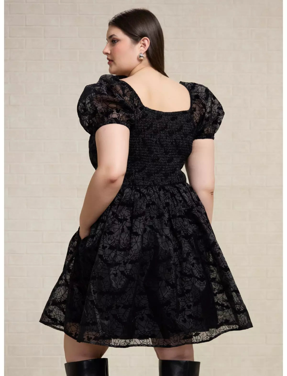 Disney Mickey Mouse Spiderweb Puff Sleeve Plus Size Dress - BoxLunch Exclusive