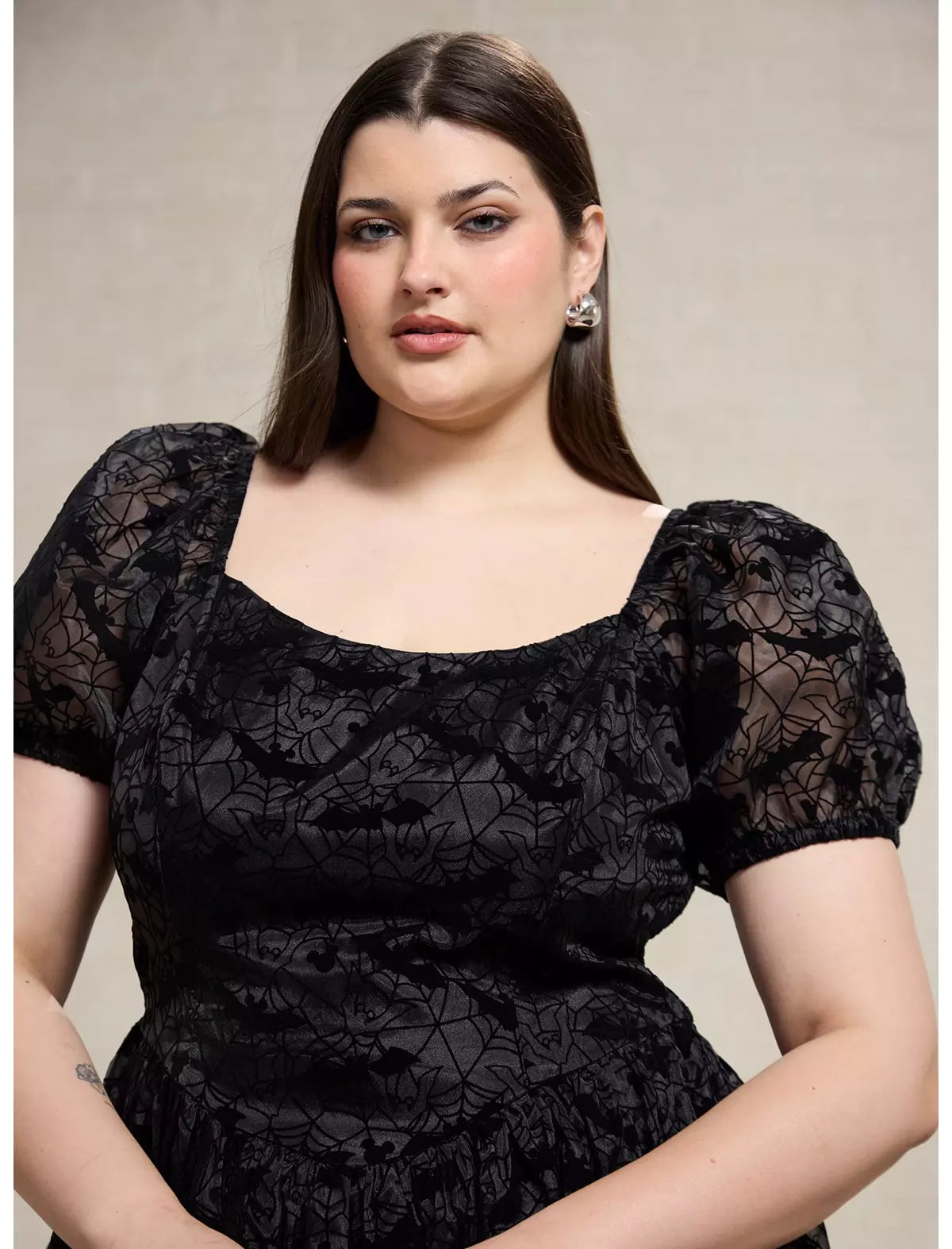 Disney Mickey Mouse Spiderweb Puff Sleeve Plus Size Dress - BoxLunch Exclusive