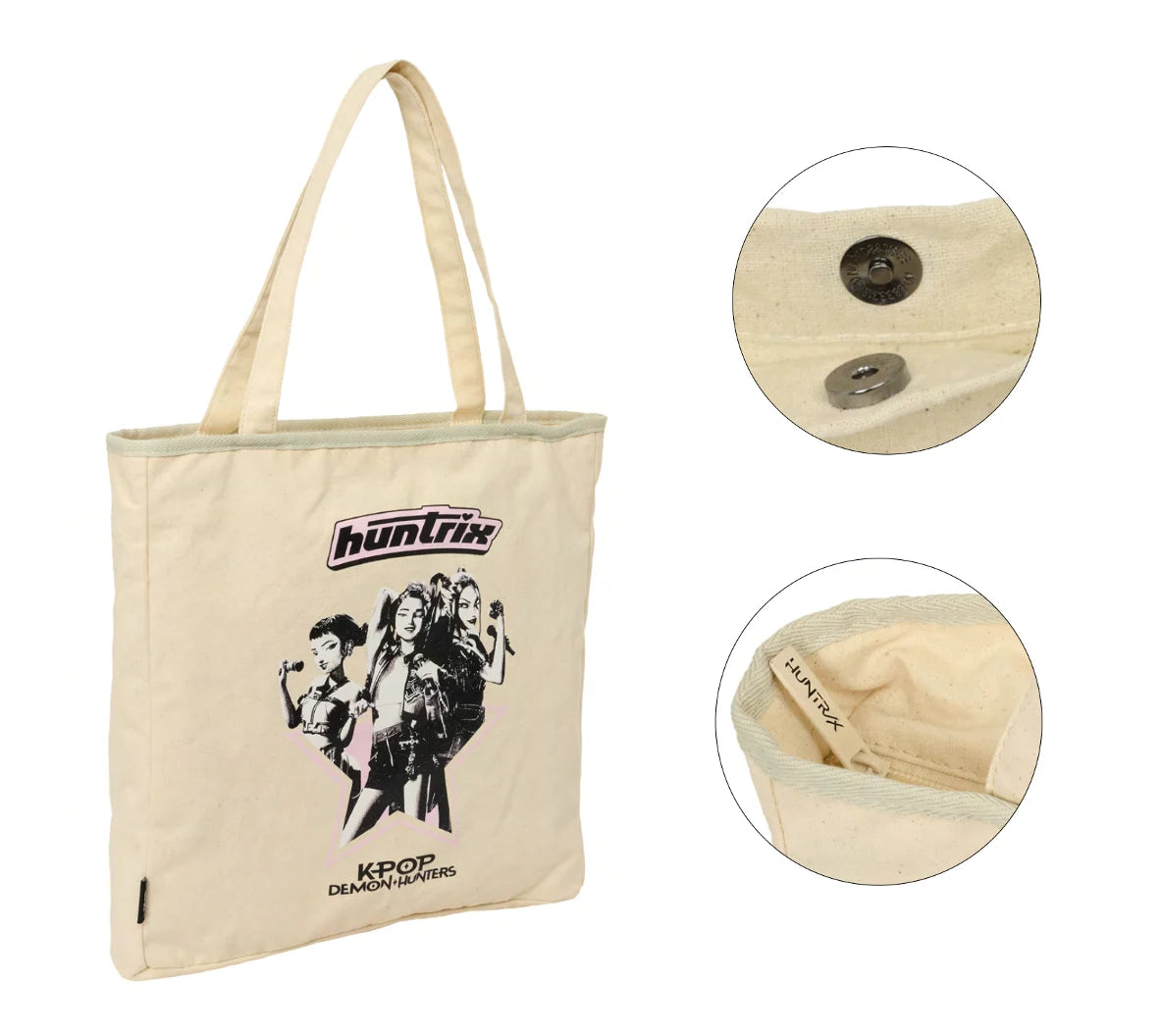 K-POP DEMON HUNTERS - Huntrix - Tote Bag Zippé Beige