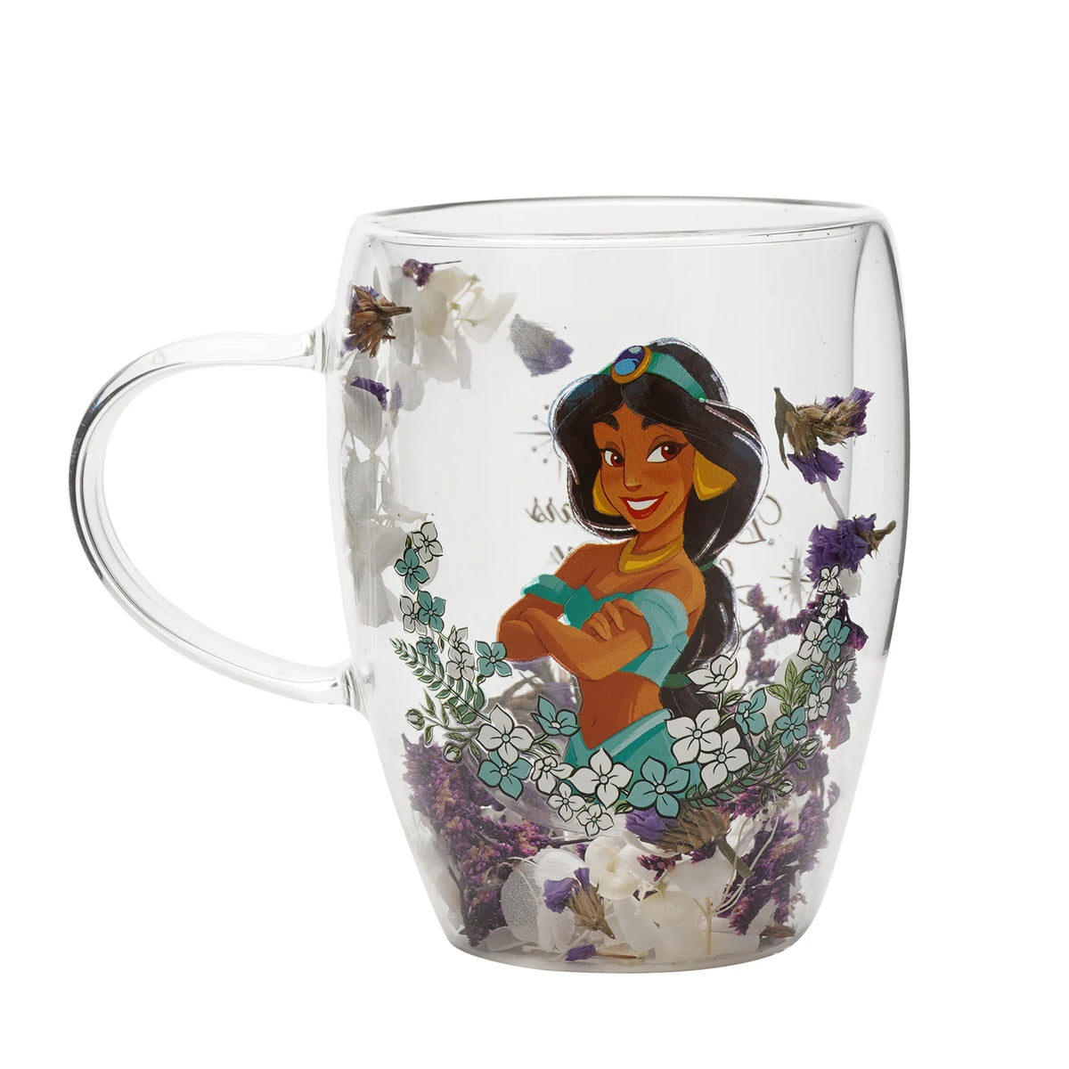 DISNEY PRINCESSES - Jasmine - Verre avec Fleurs Séchées 300ml