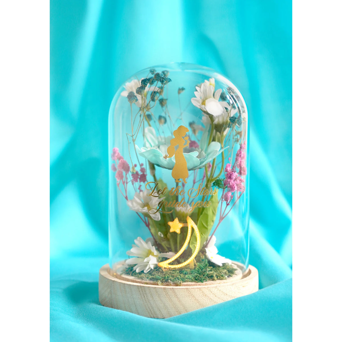 DISNEY PRINCESSES - Jasmine - Cloche Florale avec Lumière Néon