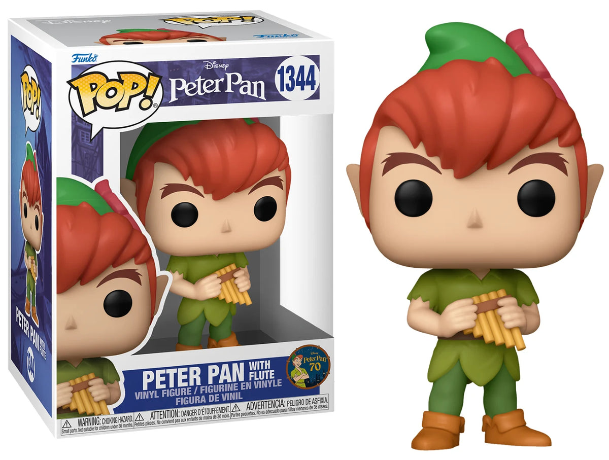 Funko Pop Disney N°1344 – Peter Pan avec flûte, figurine 70ème Anniversaire Pays Imaginaire