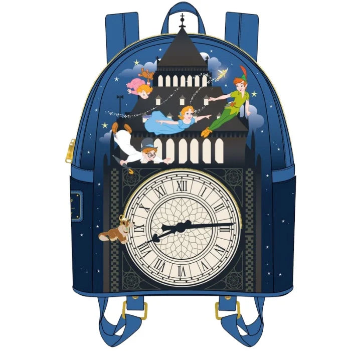 Sac à dos Loungefly Disney Peter Pan Glow Clock, vue de face, accessoire collector 23x28x10cm