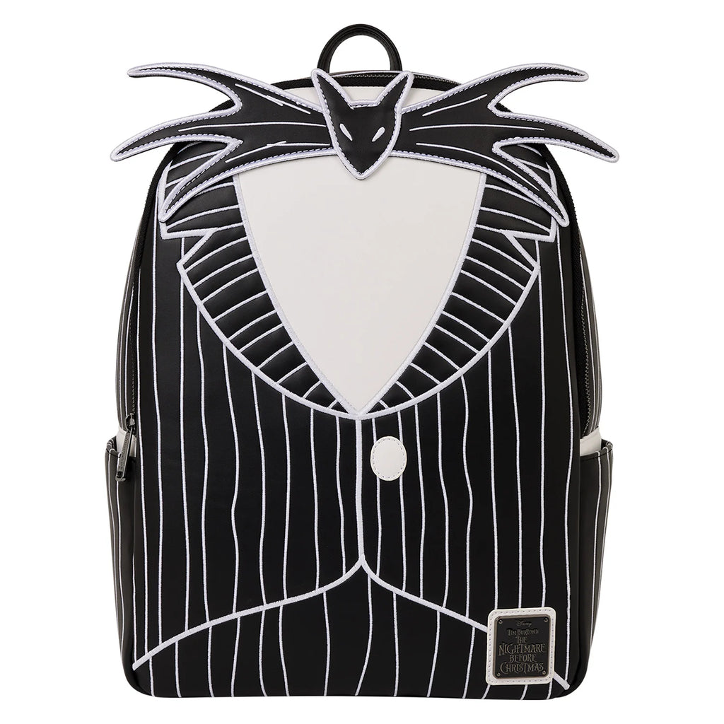 Sac à dos Loungefly Jack Skellington, vue de face, accessoire collector officiel Disney L'Étrange Noël de Monsieur Jack