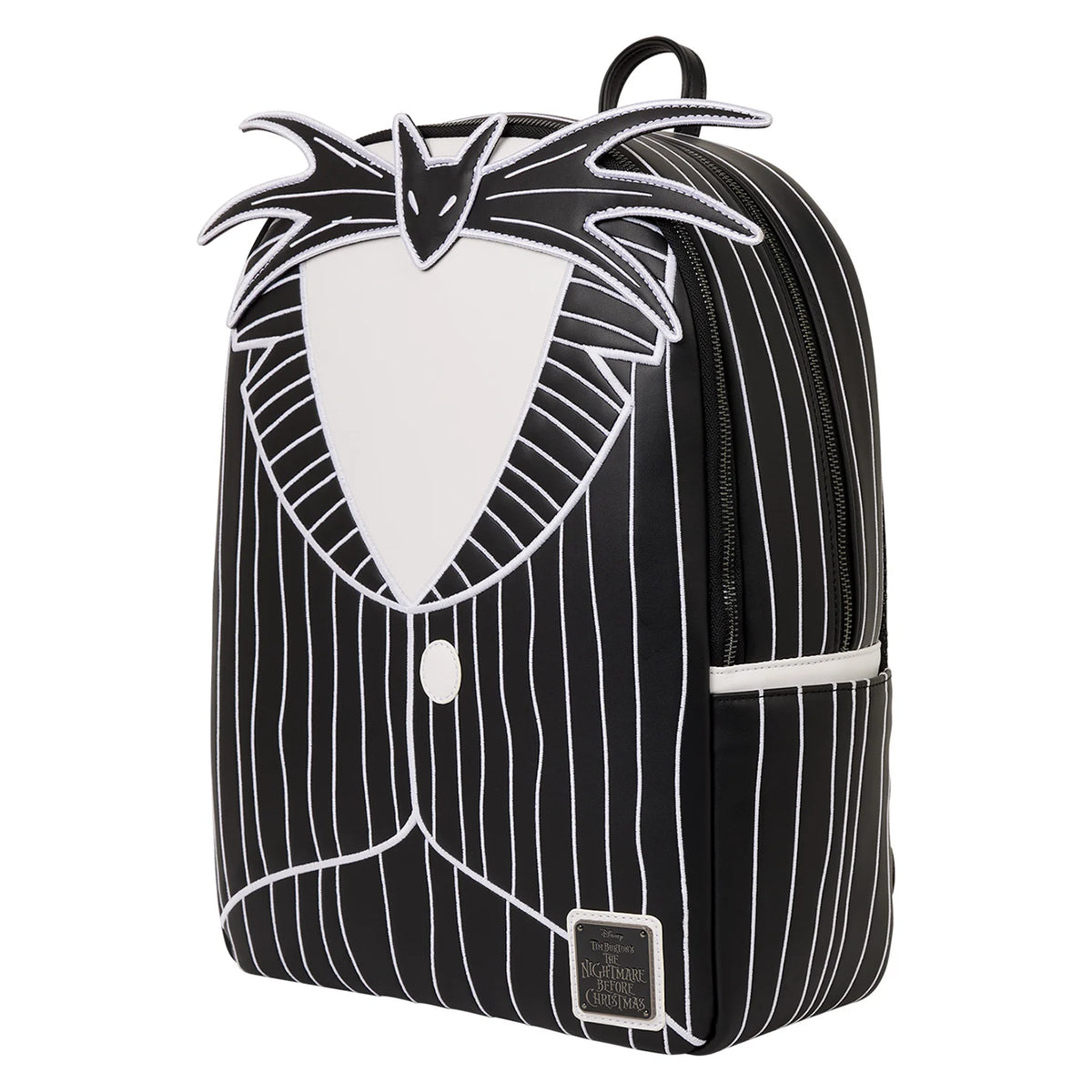 Sac à dos Loungefly Jack Skellington, vue de face, accessoire collector officiel Disney L'Étrange Noël de Monsieur Jack