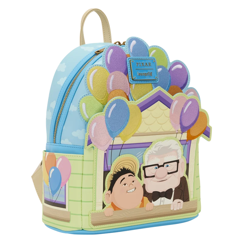 Mini sac à dos Loungefly La-Haut Carl & Russel, vue de face, accessoire collector officiel Disney Pixar