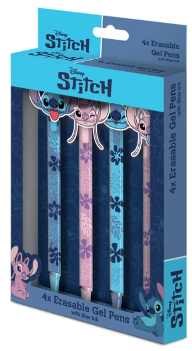 STITCH & ANGEL - 4 Erasable Gel Pens + Head Topper