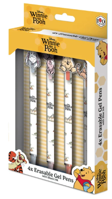 WINNIE L'OURSON - 4 Stylos à Gel Effaçable + Head Topper