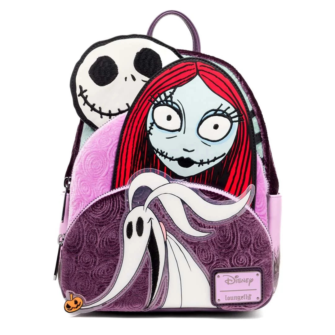 Loungefly Disney Nightmare Before Christmas Glow in the Dark Jack, Sally and Zero Mini Backpack - 707 Street Exclusive